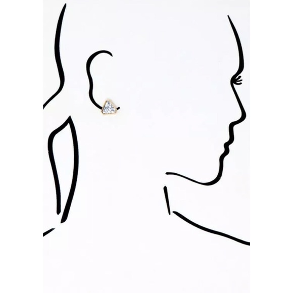 White Natural Stone Triangle Stud Boho Earrings - Picture 3 of 3